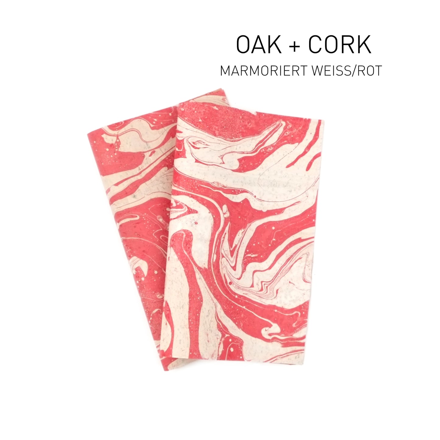 Marmorierter Korkstoff in Weiss - Rot