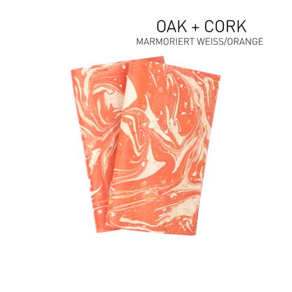 Marmorierter Korkstoff in Weiss - Orange